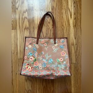 Sundance Floral Tan Tote Bag